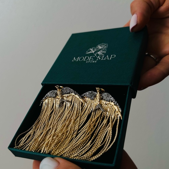 New Sparrow Dangle Earrings Bird Gold Silver Boho Statement - Picture 6 of 6